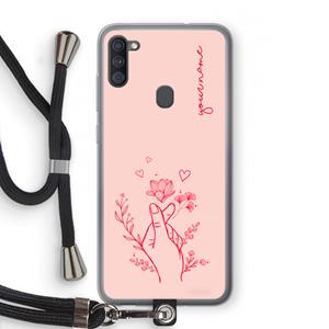 CaseCompany Giving Flowers: Samsung Galaxy A11 Transparant Hoesje met koord