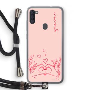 CaseCompany Love is in the air: Samsung Galaxy A11 Transparant Hoesje met koord