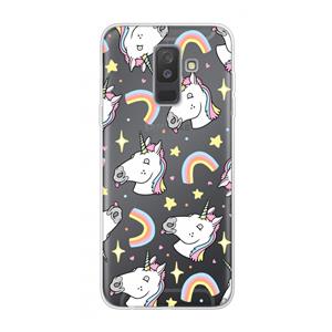 CaseCompany Rainbow Unicorn: Samsung Galaxy A6 Plus (2018) Transparant Hoesje