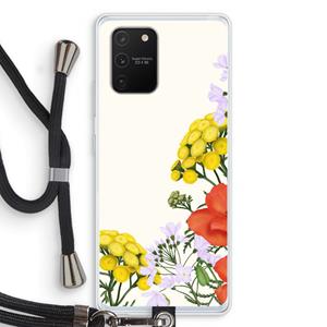 CaseCompany Wilde bloemen: Samsung Galaxy S10 Lite Transparant Hoesje met koord