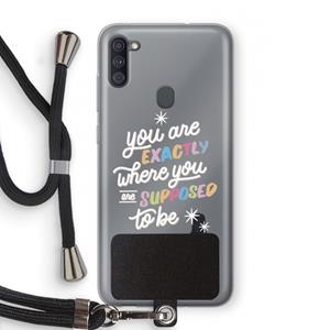 CaseCompany Right Place: Samsung Galaxy A11 Transparant Hoesje met koord