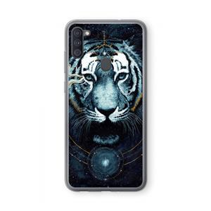 CaseCompany Darkness Tiger: Samsung Galaxy A11 Transparant Hoesje