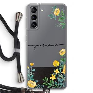 CaseCompany Gele bloemen: Samsung Galaxy S21 Transparant Hoesje met koord
