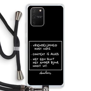 CaseCompany Mijn Motto's: Samsung Galaxy S10 Lite Transparant Hoesje met koord