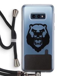 CaseCompany Angry Bear (black): Samsung Galaxy S10e Transparant Hoesje met koord