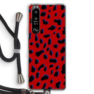 CaseCompany Red Leopard: Sony Xperia 1 III Transparant Hoesje met koord