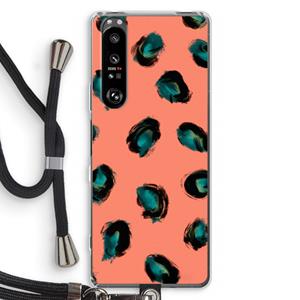 CaseCompany Pink Cheetah: Sony Xperia 1 III Transparant Hoesje met koord