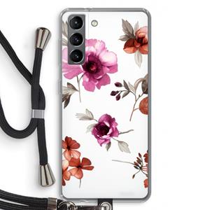 CaseCompany Geschilderde bloemen: Samsung Galaxy S21 Transparant Hoesje met koord