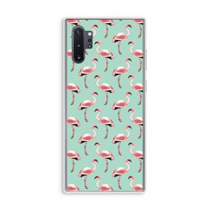 CaseCompany Flamingoprint groen: Samsung Galaxy Note 10 Plus Transparant Hoesje