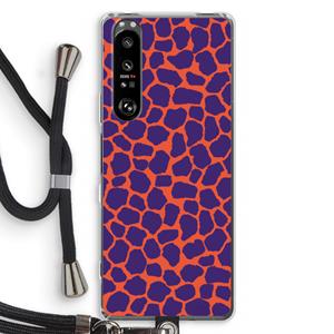 CaseCompany Purple Giraffe: Sony Xperia 1 III Transparant Hoesje met koord