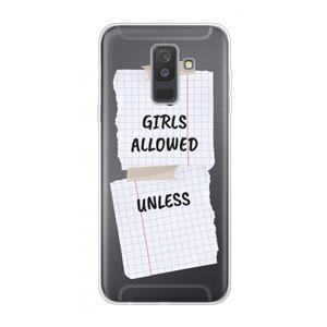 CaseCompany No Girls Allowed Unless: Samsung Galaxy A6 Plus (2018) Transparant Hoesje