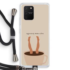 CaseCompany Aggressively drinks coffee: Samsung Galaxy S10 Lite Transparant Hoesje met koord