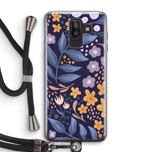 CaseCompany Flowers with blue leaves: Samsung Galaxy J8 (2018) Transparant Hoesje met koord