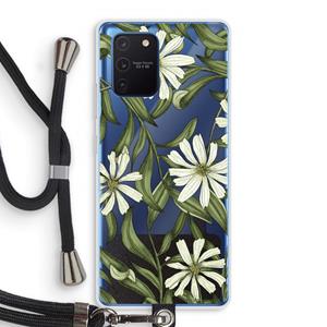 CaseCompany Wit bloemenpatroon: Samsung Galaxy Note 10 Lite Transparant Hoesje met koord