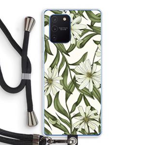 CaseCompany Wit bloemenpatroon: Samsung Galaxy Note 10 Lite Transparant Hoesje met koord