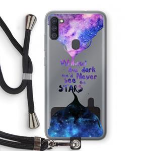 CaseCompany Stars quote: Samsung Galaxy A11 Transparant Hoesje met koord