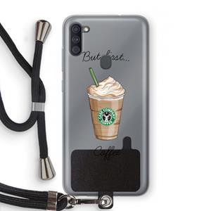 CaseCompany But first coffee: Samsung Galaxy A11 Transparant Hoesje met koord