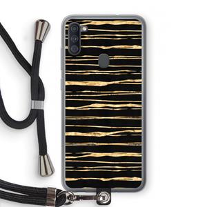 CaseCompany Gouden strepen: Samsung Galaxy A11 Transparant Hoesje met koord