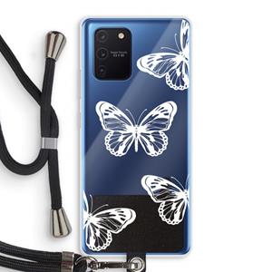 CaseCompany White butterfly: Samsung Galaxy Note 10 Lite Transparant Hoesje met koord