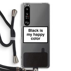 CaseCompany Black is my happy color: Sony Xperia 1 III Transparant Hoesje met koord