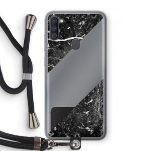 CaseCompany Zwart marmer: Samsung Galaxy A11 Transparant Hoesje met koord