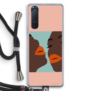 CaseCompany Orange lips: Sony Xperia 5 II Transparant Hoesje met koord