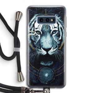 CaseCompany Darkness Tiger: Samsung Galaxy S10e Transparant Hoesje met koord