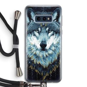 CaseCompany Darkness Wolf: Samsung Galaxy S10e Transparant Hoesje met koord