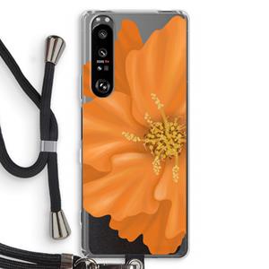 CaseCompany Orange Ellila flower: Sony Xperia 1 III Transparant Hoesje met koord