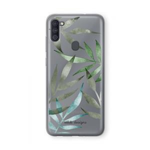 CaseCompany Tropical watercolor leaves: Samsung Galaxy A11 Transparant Hoesje