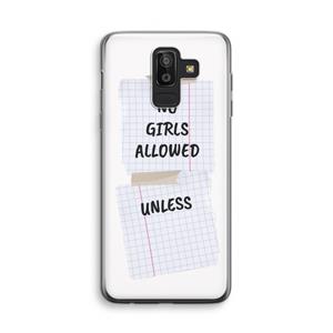 CaseCompany No Girls Allowed Unless: Samsung Galaxy J8 (2018) Transparant Hoesje