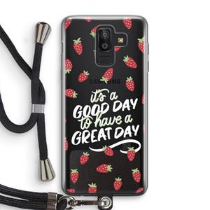CaseCompany Don't forget to have a great day: Samsung Galaxy J8 (2018) Transparant Hoesje met koord