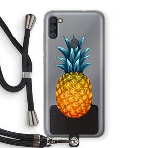 CaseCompany Grote ananas: Samsung Galaxy A11 Transparant Hoesje met koord