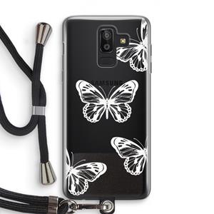 CaseCompany White butterfly: Samsung Galaxy J8 (2018) Transparant Hoesje met koord