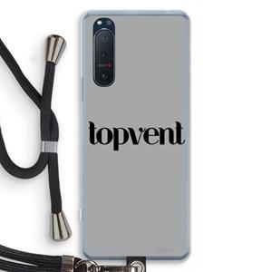 CaseCompany Topvent Grijs Zwart: Sony Xperia 5 II Transparant Hoesje met koord