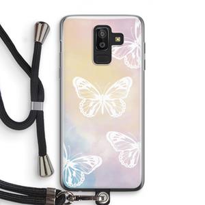 CaseCompany White butterfly: Samsung Galaxy J8 (2018) Transparant Hoesje met koord