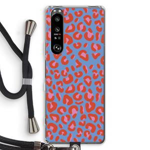 CaseCompany Leopard blue: Sony Xperia 1 III Transparant Hoesje met koord