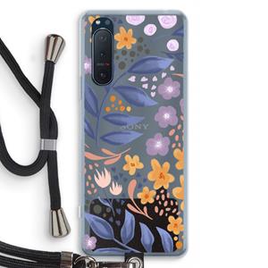 CaseCompany Flowers with blue leaves: Sony Xperia 5 II Transparant Hoesje met koord