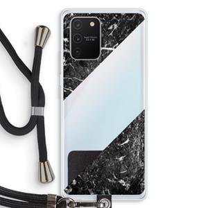 CaseCompany Zwart marmer: Samsung Galaxy S10 Lite Transparant Hoesje met koord