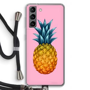 CaseCompany Grote ananas: Samsung Galaxy S21 Transparant Hoesje met koord