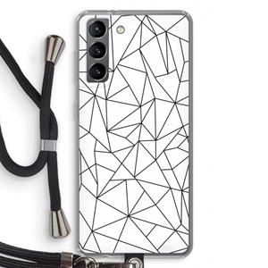 CaseCompany Geometrische lijnen zwart: Samsung Galaxy S21 Transparant Hoesje met koord