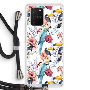 CaseCompany Bloemen tukan: Samsung Galaxy S10 Lite Transparant Hoesje met koord