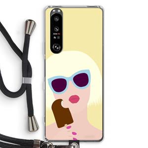 CaseCompany Ice cream: Sony Xperia 1 III Transparant Hoesje met koord