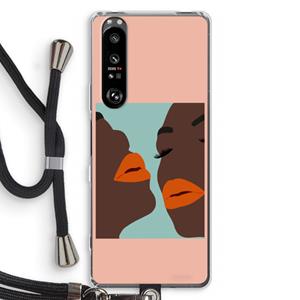 CaseCompany Orange lips: Sony Xperia 1 III Transparant Hoesje met koord