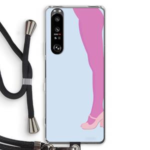 CaseCompany Pink panty: Sony Xperia 1 III Transparant Hoesje met koord