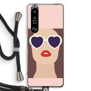 CaseCompany Red lips: Sony Xperia 1 III Transparant Hoesje met koord