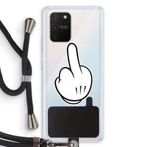 CaseCompany Middle finger white: Samsung Galaxy S10 Lite Transparant Hoesje met koord