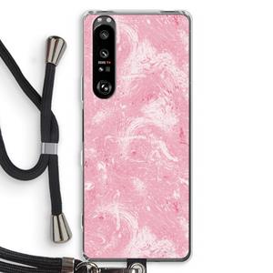 CaseCompany Abstract Painting Pink: Sony Xperia 1 III Transparant Hoesje met koord