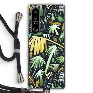 CaseCompany Tropical Palms Dark: Sony Xperia 1 III Transparant Hoesje met koord