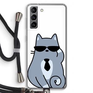 CaseCompany Cool cat: Samsung Galaxy S21 Transparant Hoesje met koord